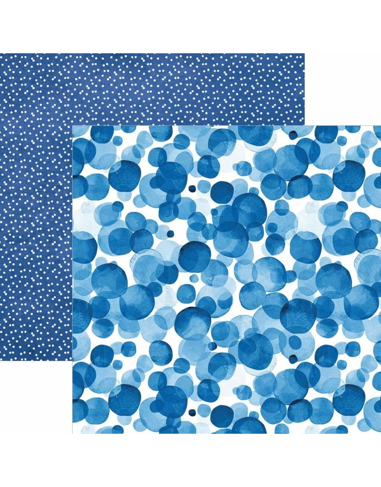 PAPER HOUSE PRODUCTIONS PAPER HOUSE BLUE WATERCOLOR POLKA DOTS 12X12 CARDSTOCK