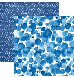 PAPER HOUSE PRODUCTIONS PAPER HOUSE BLUE WATERCOLOR POLKA DOTS 12X12 CARDSTOCK