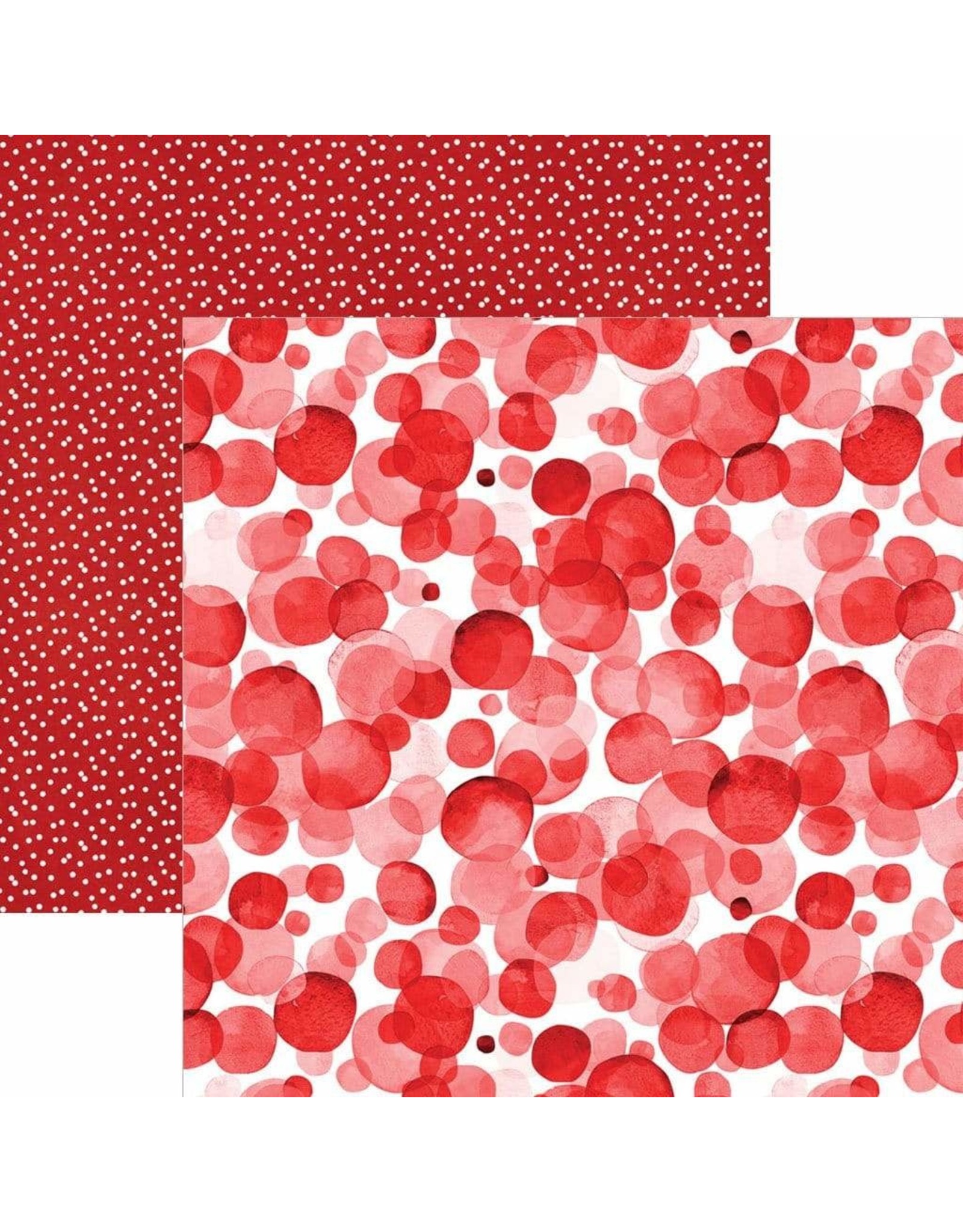 PAPER HOUSE PRODUCTIONS PAPER HOUSE RED WATERCOLOR POLKA DOTS 12X12 CARDSTOCK