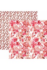 PAPER HOUSE PRODUCTIONS PAPER HOUSE RED WATERCOLOR FLORAL 12X12 CARDSTOCK
