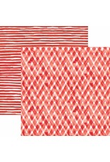 PAPER HOUSE PRODUCTIONS PAPER HOUSE RED WATERCOLOR PLAID/STRIPES 12X12 CARDSTOCK