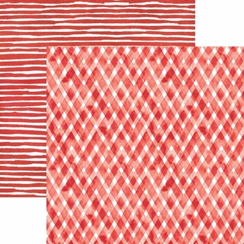 PAPER HOUSE PRODUCTIONS PAPER HOUSE RED WATERCOLOR PLAID/STRIPES 12X12 CARDSTOCK