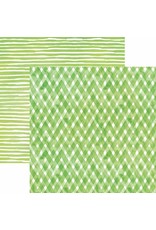 PAPER HOUSE PRODUCTIONS PAPER HOUSE GREEN WATERCOLOR PLAID/STRIPES 12X12 CARDSTOCK