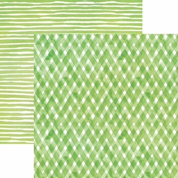 PAPER HOUSE PRODUCTIONS PAPER HOUSE GREEN WATERCOLOR PLAID/STRIPES 12X12 CARDSTOCK