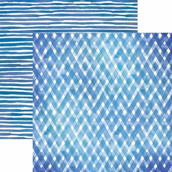 PAPER HOUSE PRODUCTIONS PAPER HOUSE BLUE WATERCOLOR PLAID/STRIPES 12X12 CARDSTOCK