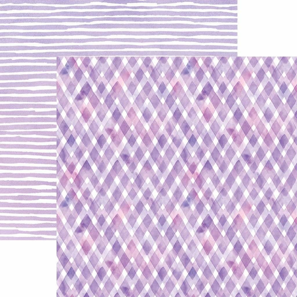 PAPER HOUSE PRODUCTIONS PAPER HOUSE PURPLE WATERCOLOR PLAID/STRIPES 12X12 CARDSTOCK