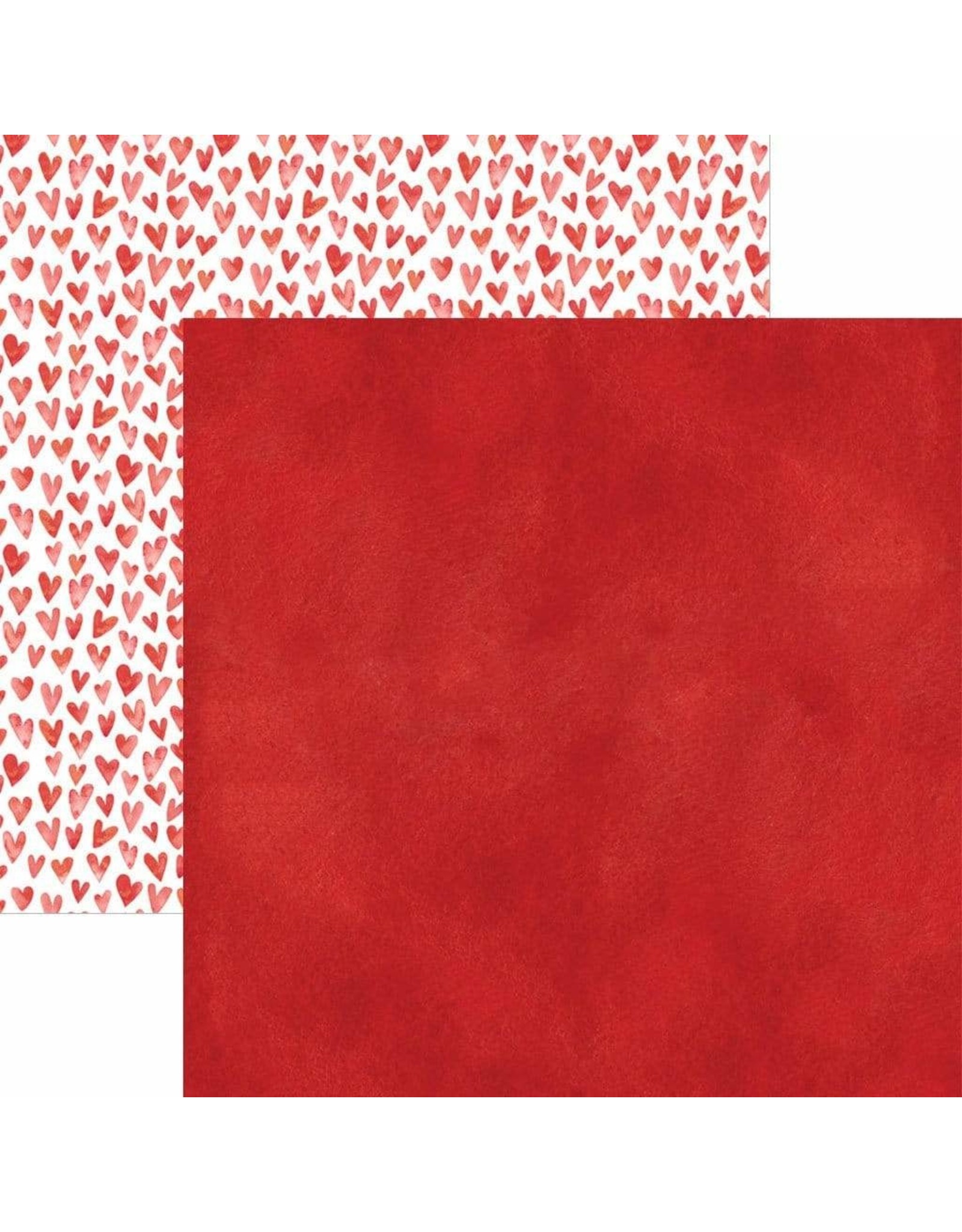PAPER HOUSE PRODUCTIONS PAPER HOUSE RED WATERCOLOR HEARTS 12X12 CARDSTOCK
