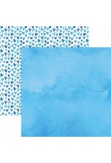 PAPER HOUSE PRODUCTIONS PAPER HOUSE BRIGHT BLUE WATERCOLOR HEARTS 12X12 CARDSTOCK