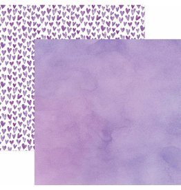 PAPER HOUSE PRODUCTIONS PAPER HOUSE PURPLE WATERCOLOR HEARTS 12X12 CARDSTOCK