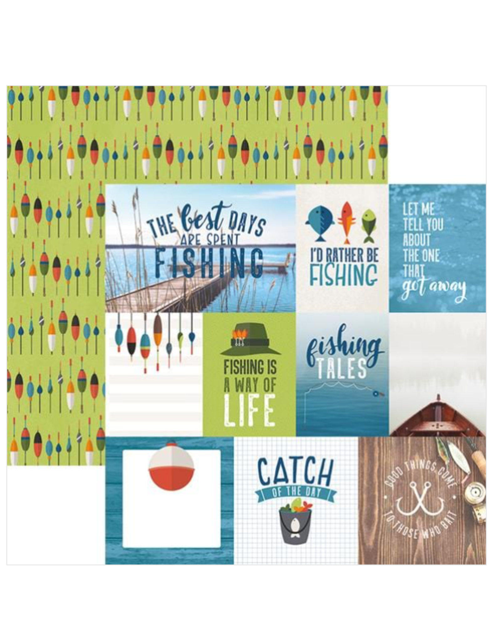 PAPER HOUSE PRODUCTIONS PAPER HOUSE THE GREAT OUTDOORS FISHING TAGS 12X12 CARDSTOCK