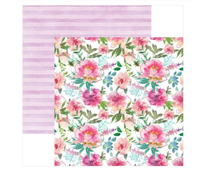 PAPER HOUSE FLORAL AND STRIPES 12X12 CARDSTOCK - Scrapbook Centrale