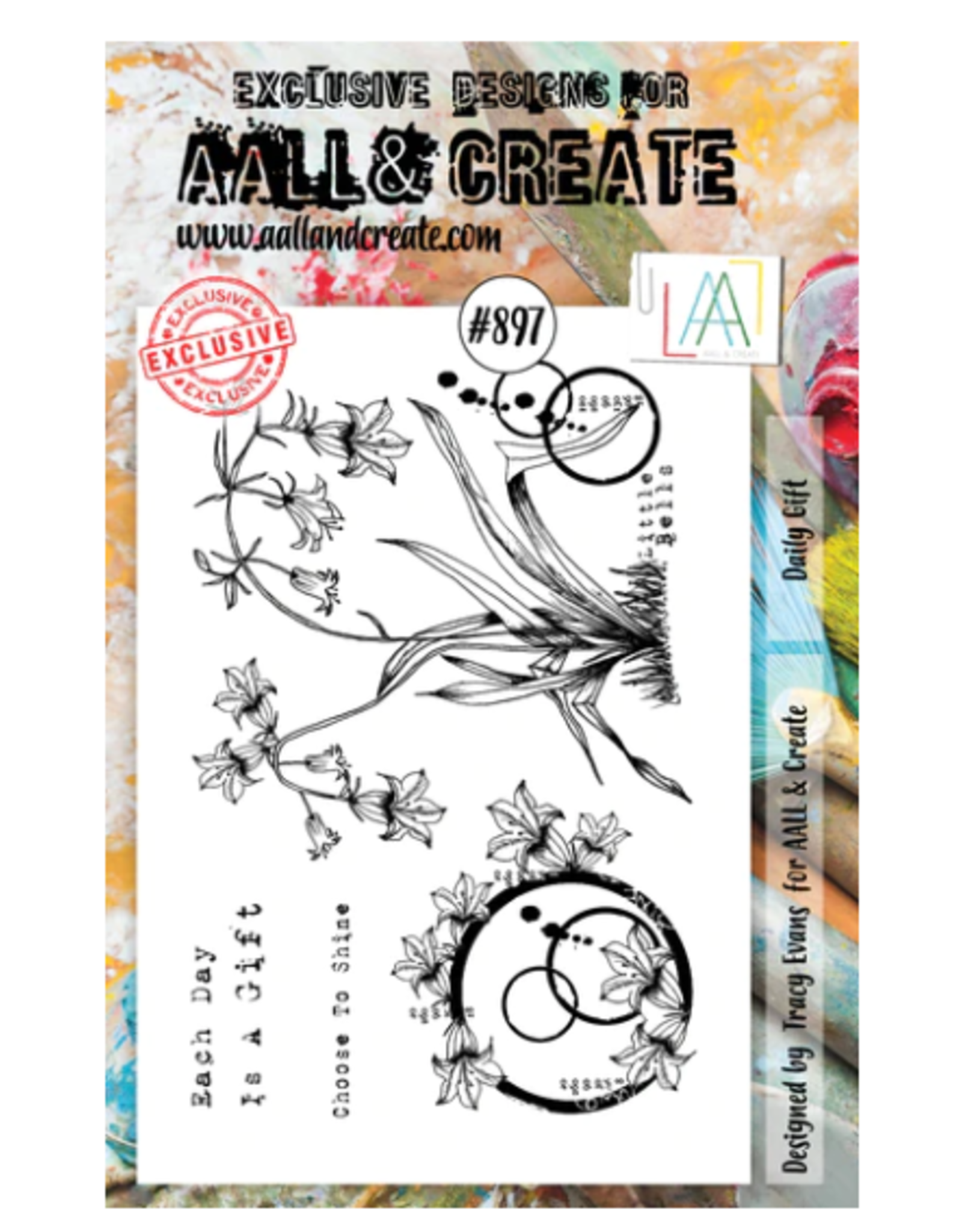 AALL & CREATE AALL & CREATE TRACY EVANS #897 DAILY GIFT A5 ACRYLIC STAMP SET