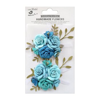 LITTLE BIRDIE ARION AQUA MEDLEY HANDMADE PAPER FLOWERS