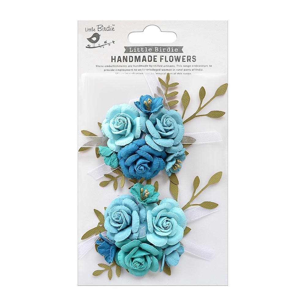 LITTLE BIRDIE ARION AQUA MEDLEY HANDMADE PAPER FLOWERS