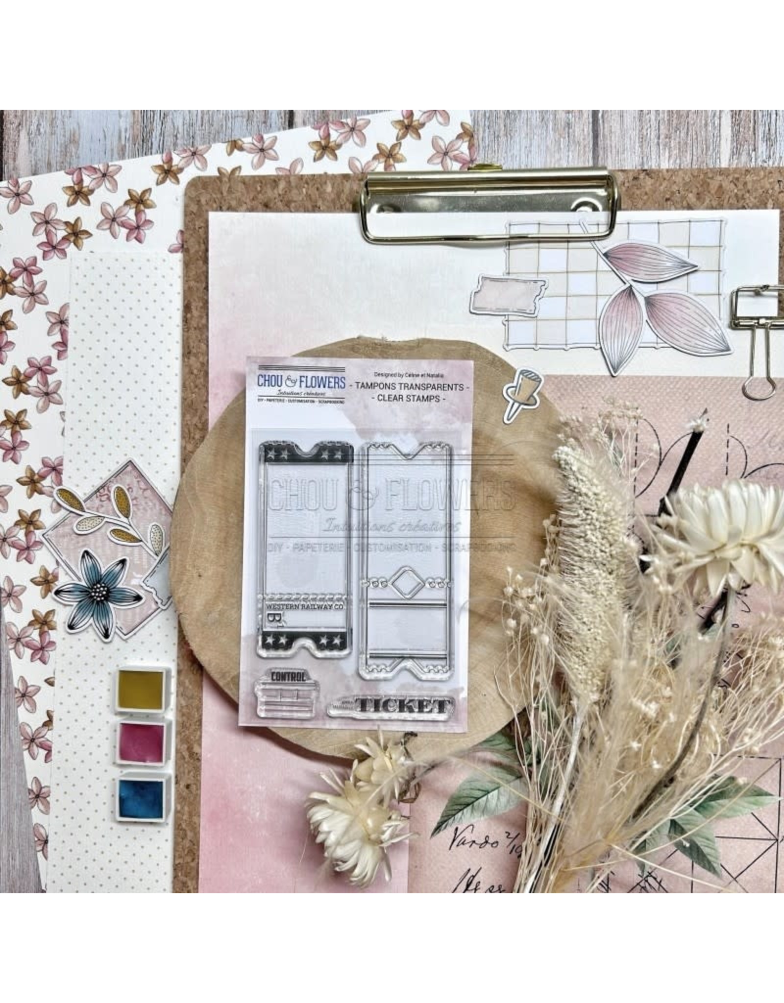 CHOU & FLOWERS CHOU & FLOWERS VICTORIA STREET COLLECTION CONTROL TICKET CLEAR STAMP SET