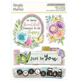 SIMPLE STORIES SIMPLE STORIES SIMPLE VINTAGE LIFE IN BLOOM LAYERED CHIPBOARD STICKERS 4/PK