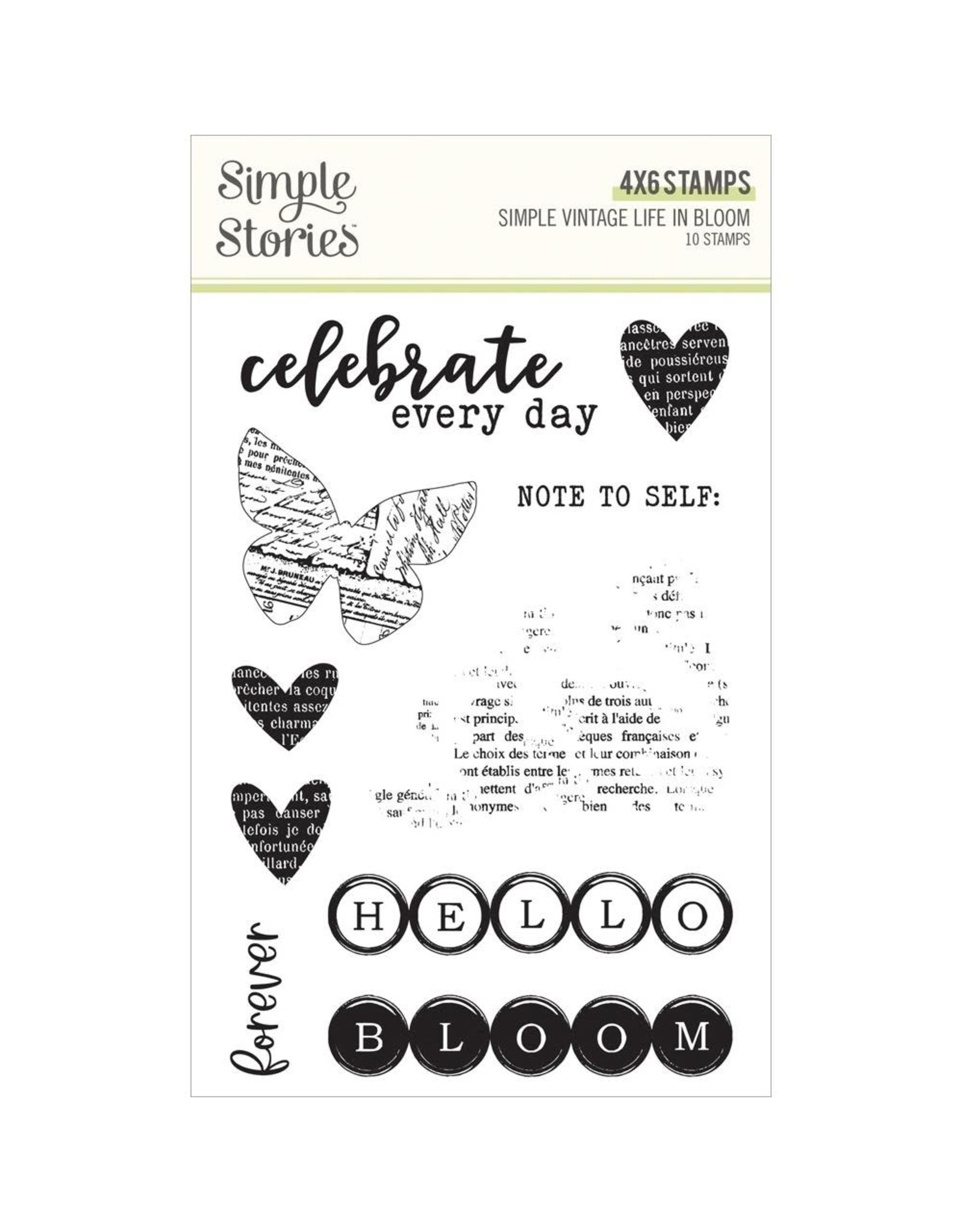 SIMPLE STORIES SIMPLE STORIES SIMPLE VINTAGE LIFE IN BLOOM 4x6 CLEAR STAMP SET