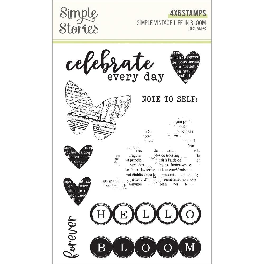 SIMPLE STORIES SIMPLE STORIES SIMPLE VINTAGE LIFE IN BLOOM 4x6 CLEAR STAMP SET
