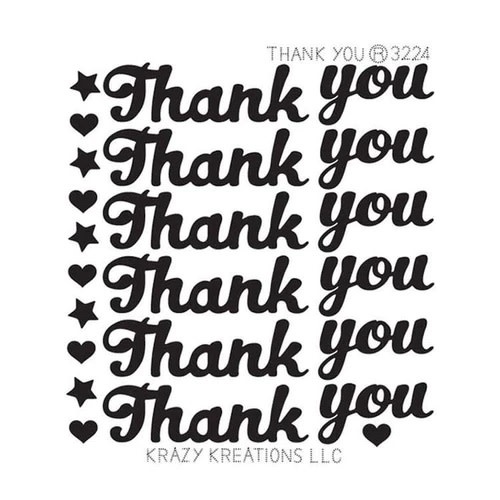 KRAZY KREATIONS THANK YOU DOUBLE STICK STICKERS