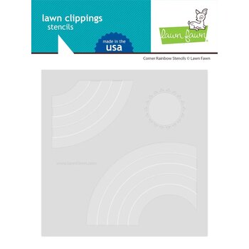 LAWN FAWN LAWN FAWN LAWN CLIPPINGS CORNER RAINBOW 6x6  STENCIL SET 2/PK