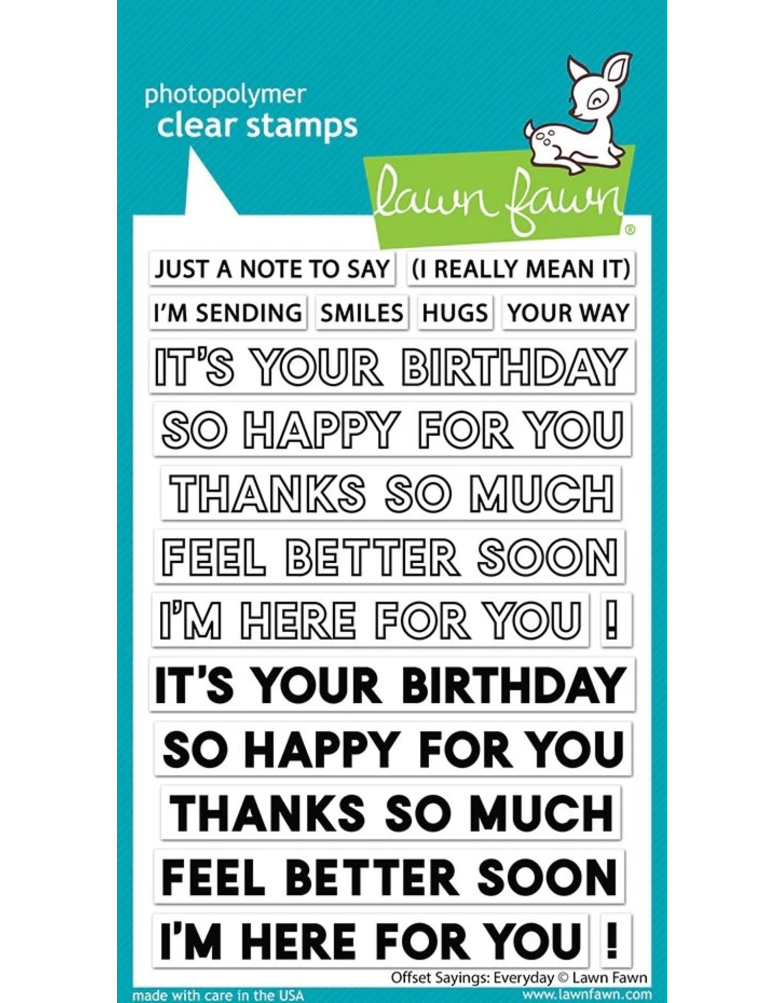 LAWN FAWN LAWN FAWN OFFSET SAYINGS EVERYDAY CLEAR STAMP SET
