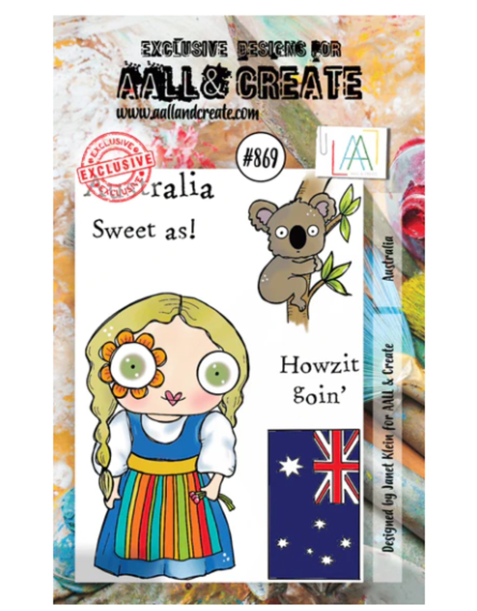 AALL & CREATE AALL & CREATE JANET KLEIN #869 AUSTRALIA A7 ACRYLIC STAMP SET