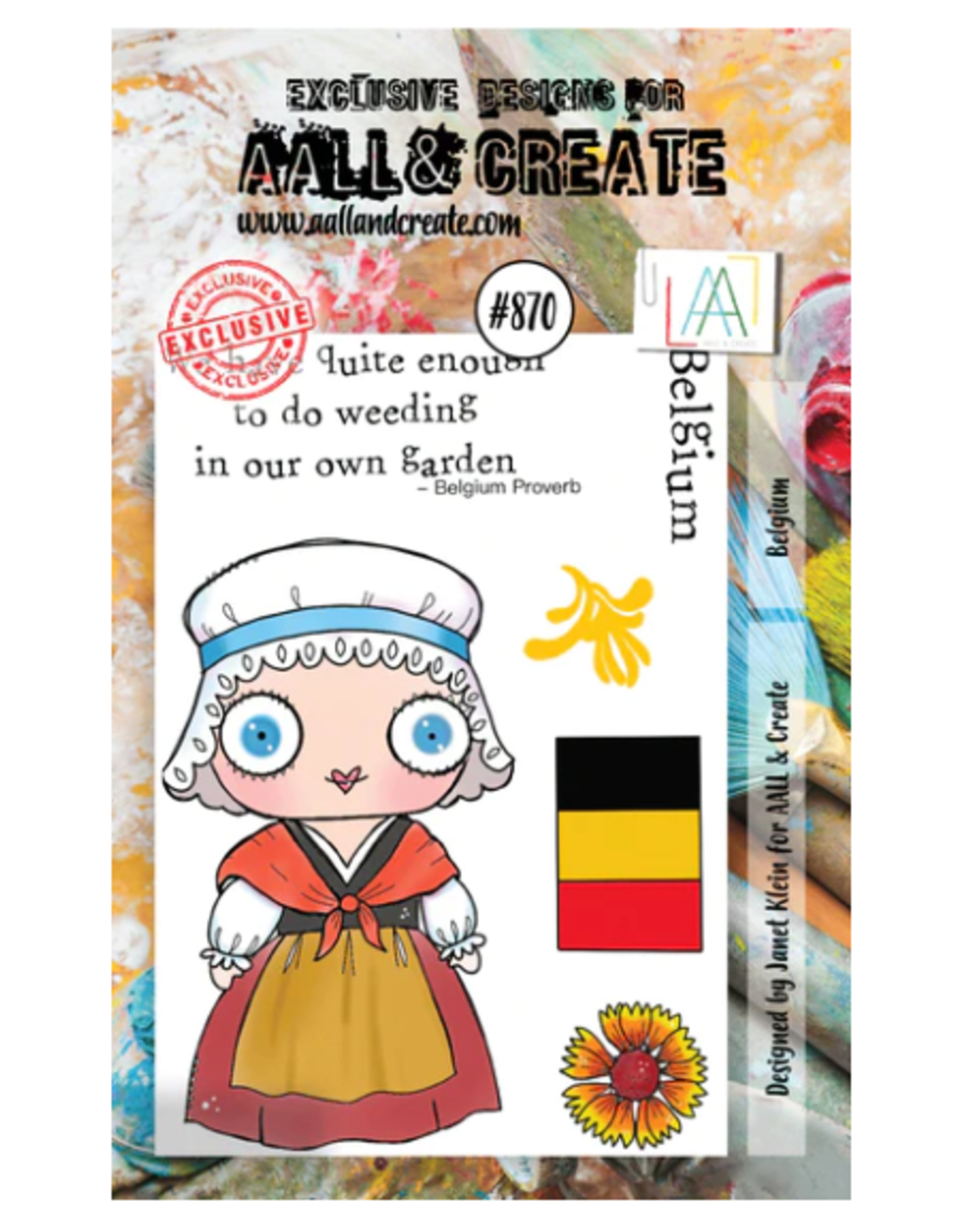 AALL & CREATE AALL & CREATE JANET KLEIN #870 BELGIUM A7 ACRYLIC STAMP SET