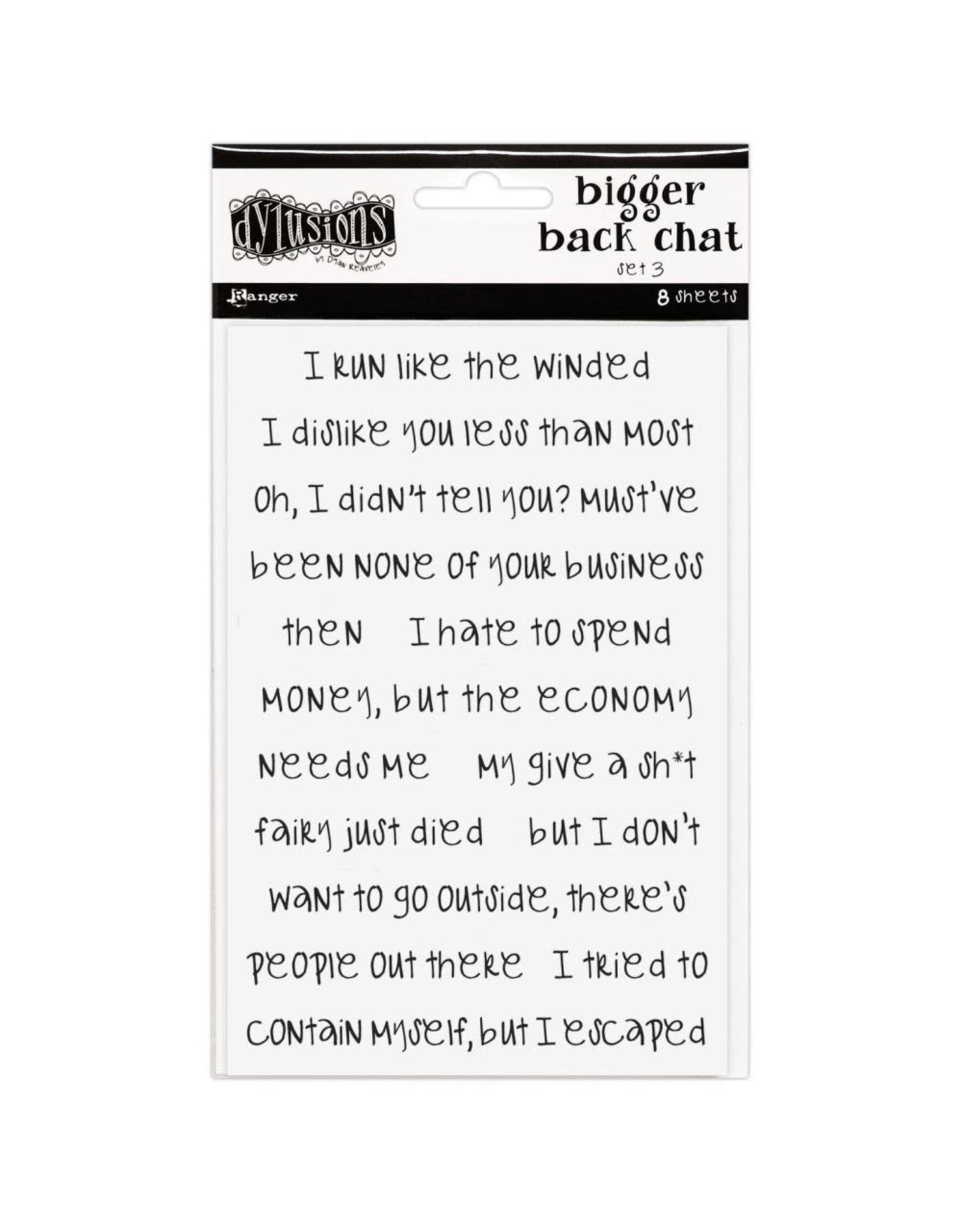 RANGER DYLUSIONS BIGGER BACK CHAT STICKERS WHITE SET #3