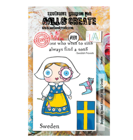 AALL & CREATE AALL & CREATE JANET KLEIN #891 SWEDEN A7 ACRYLIC STAMP SET