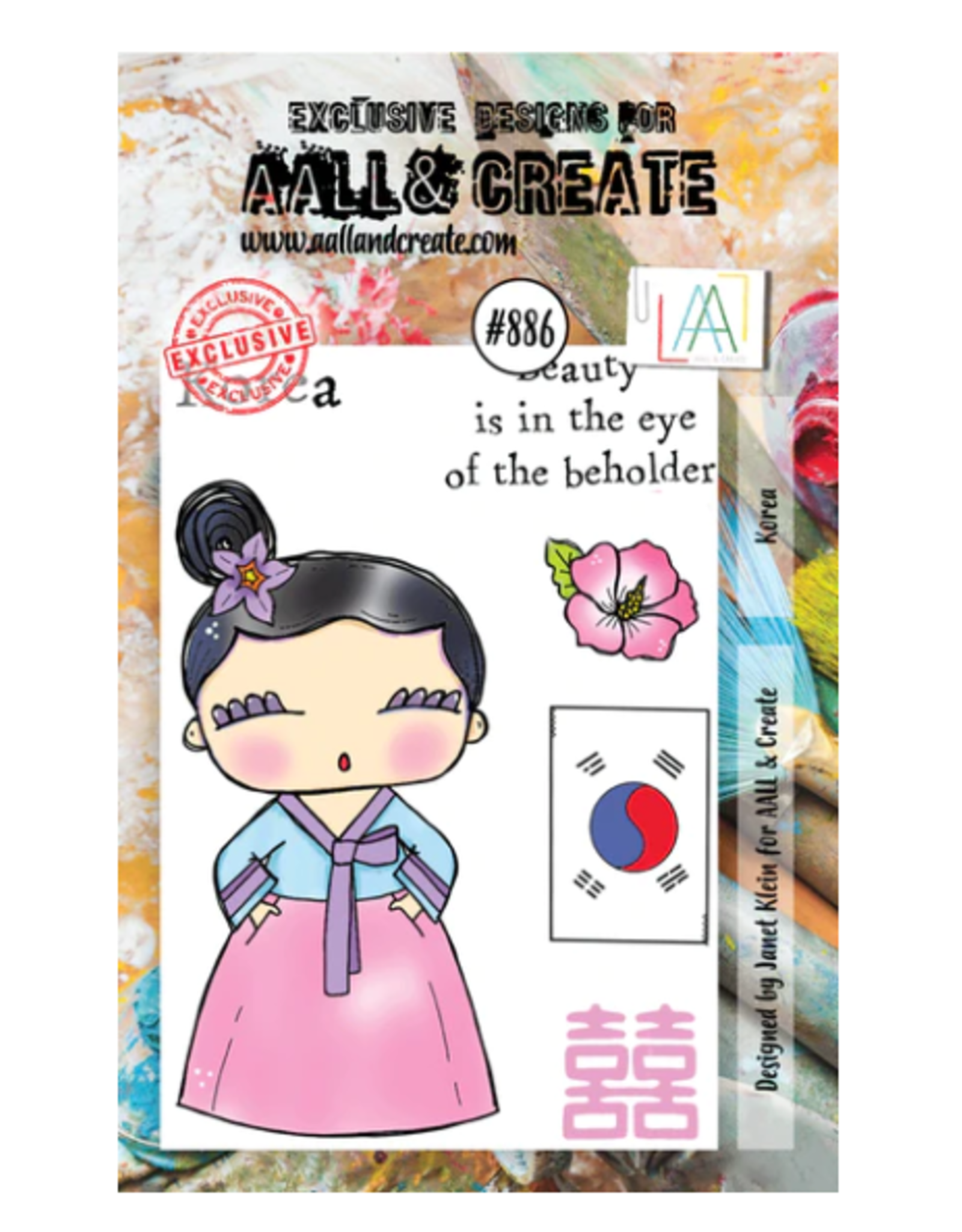 AALL & CREATE AALL & CREATE JANET KLEIN #886 KOREA A7 ACRYLIC STAMP SET