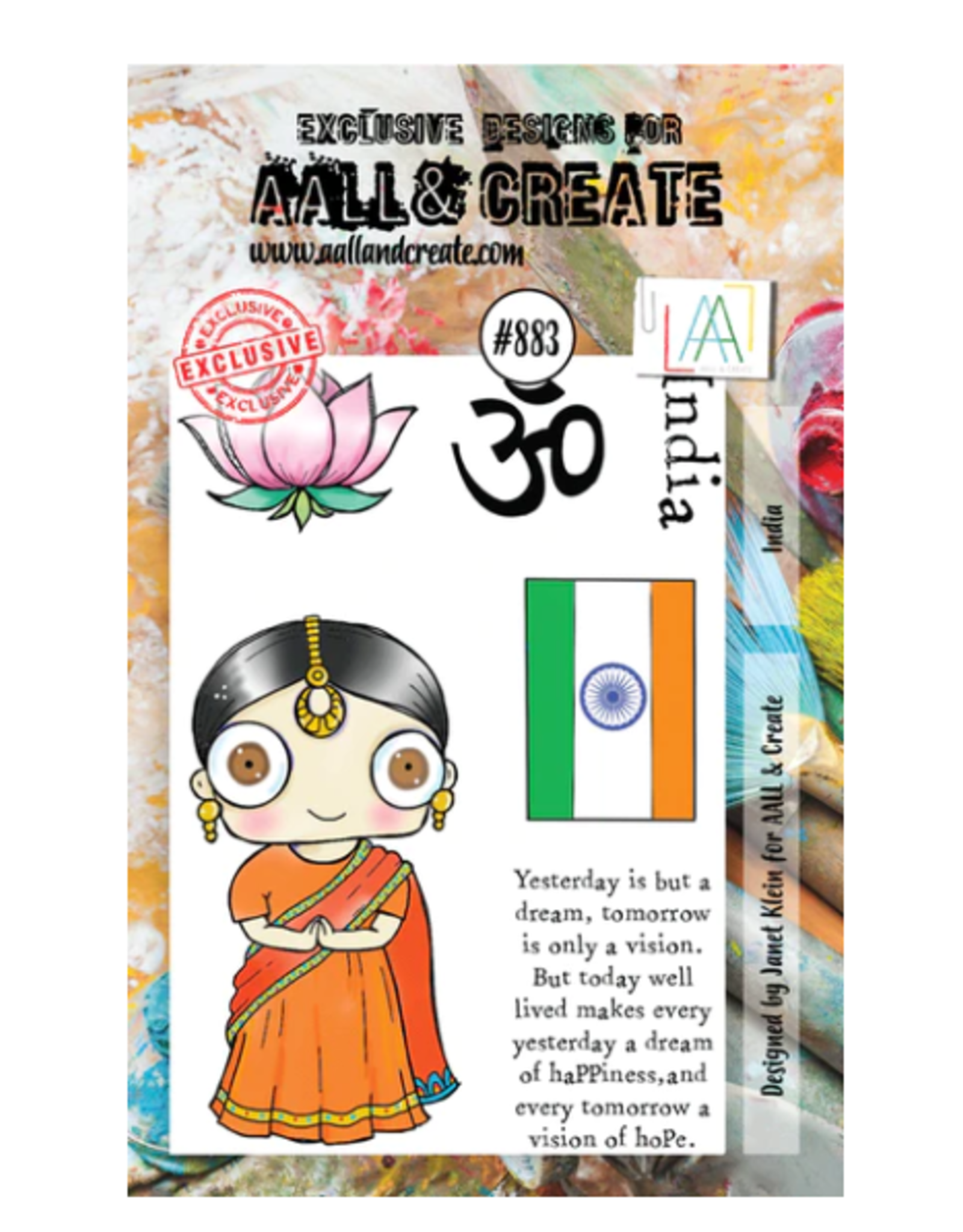 AALL & CREATE AALL & CREATE JANET KLEIN #883 INDIA A7 ACRYLIC STAMP SET