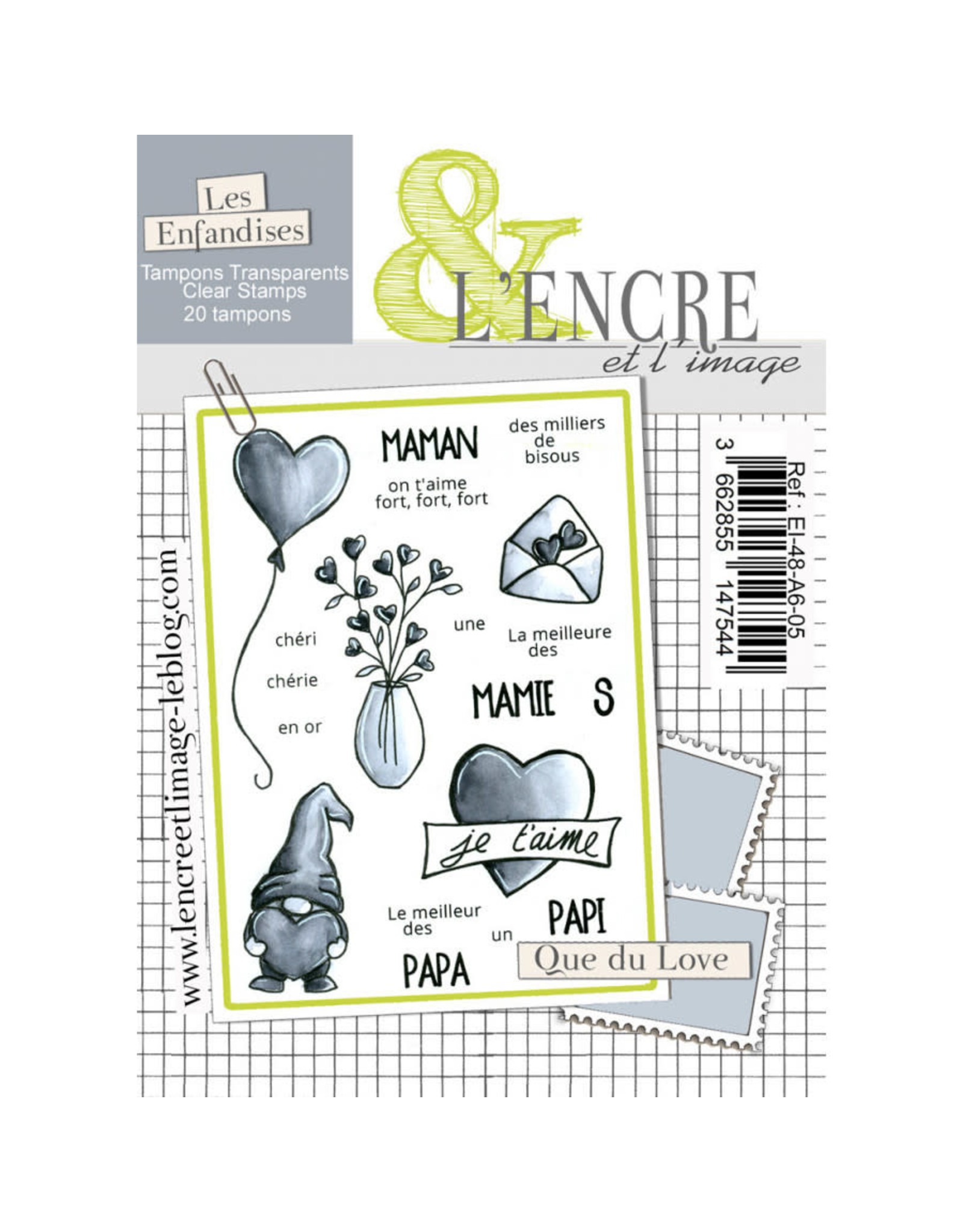 L'ENCRE ET L'IMAGE L'ENCRE ET L'IMAGE LES ENFANDISES QUE DU LOVE A6 CLEAR STAMP SET