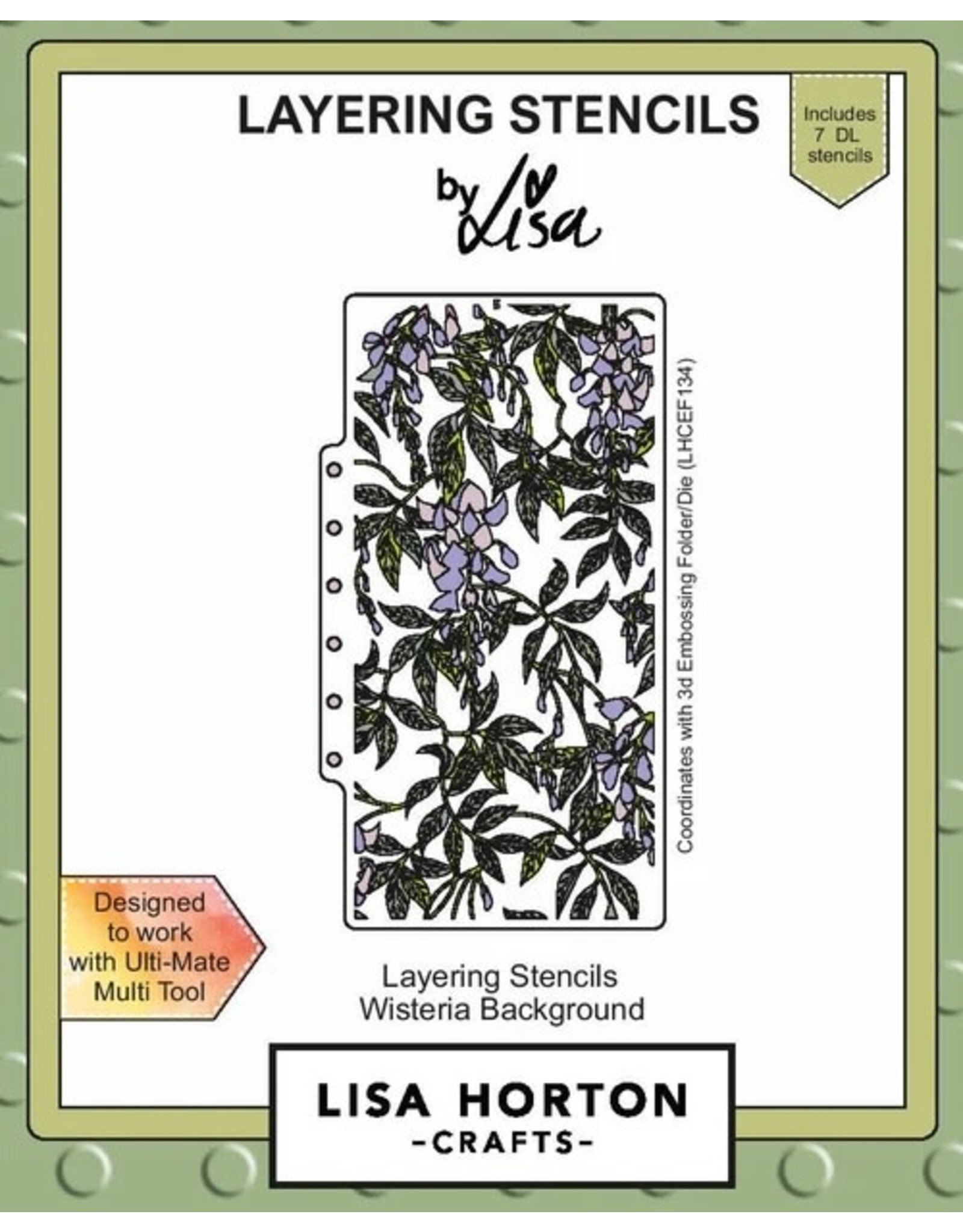 LISA HORTON CRAFTS LISA HORTON WISTERIA BACKGROUND LAYERING STENCIL SET 7/PK