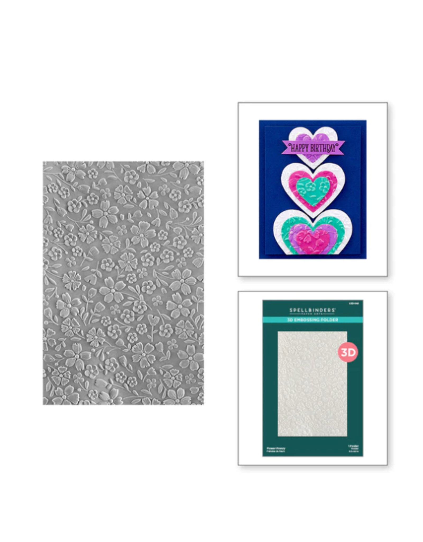 SPELLBINDERS FLOWER FRENZY 3D EMBOSSING FOLDER Scrapbook Centrale