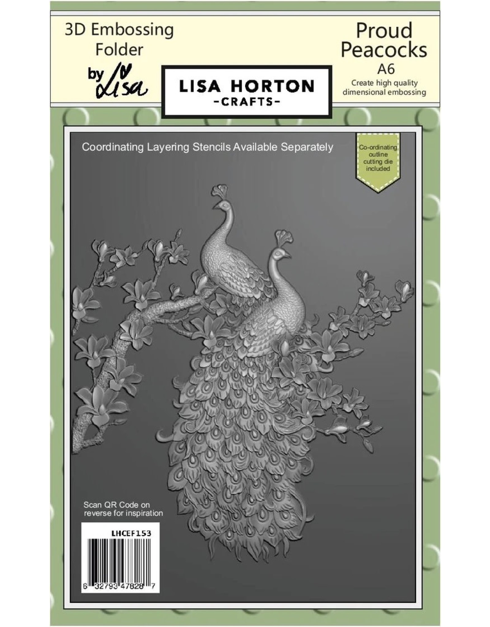 LISA HORTON PROUD PEACOCKS A6 3D EMBOSSING FOLDER AND DIE Scrapbook