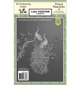 LISA HORTON CRAFTS LISA HORTON PROUD PEACOCKS A6 3D EMBOSSING FOLDER AND DIE