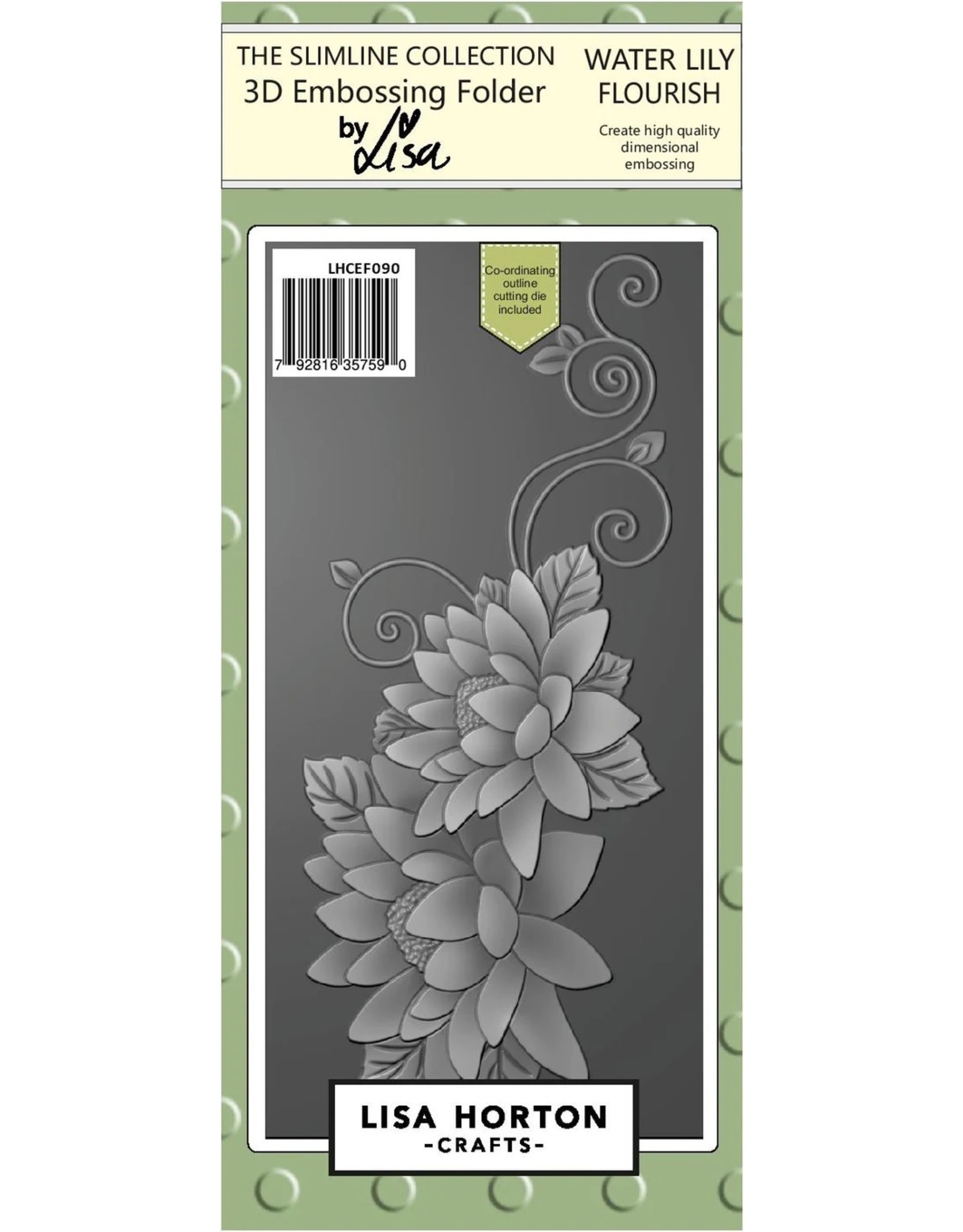LISA HORTON CRAFTS WATER LILY FLOURISH SLIMLINE 3D EMBOSSING FOLDER AND DIE Scrapbook Centrale