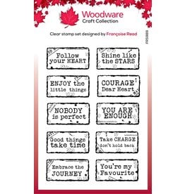 WOODWARE CRAFT COLLECTION WOODWARE CRAFT COLLECTION FRANCOISE READ DISTRESSED LABELS CLEAR STAMP SET