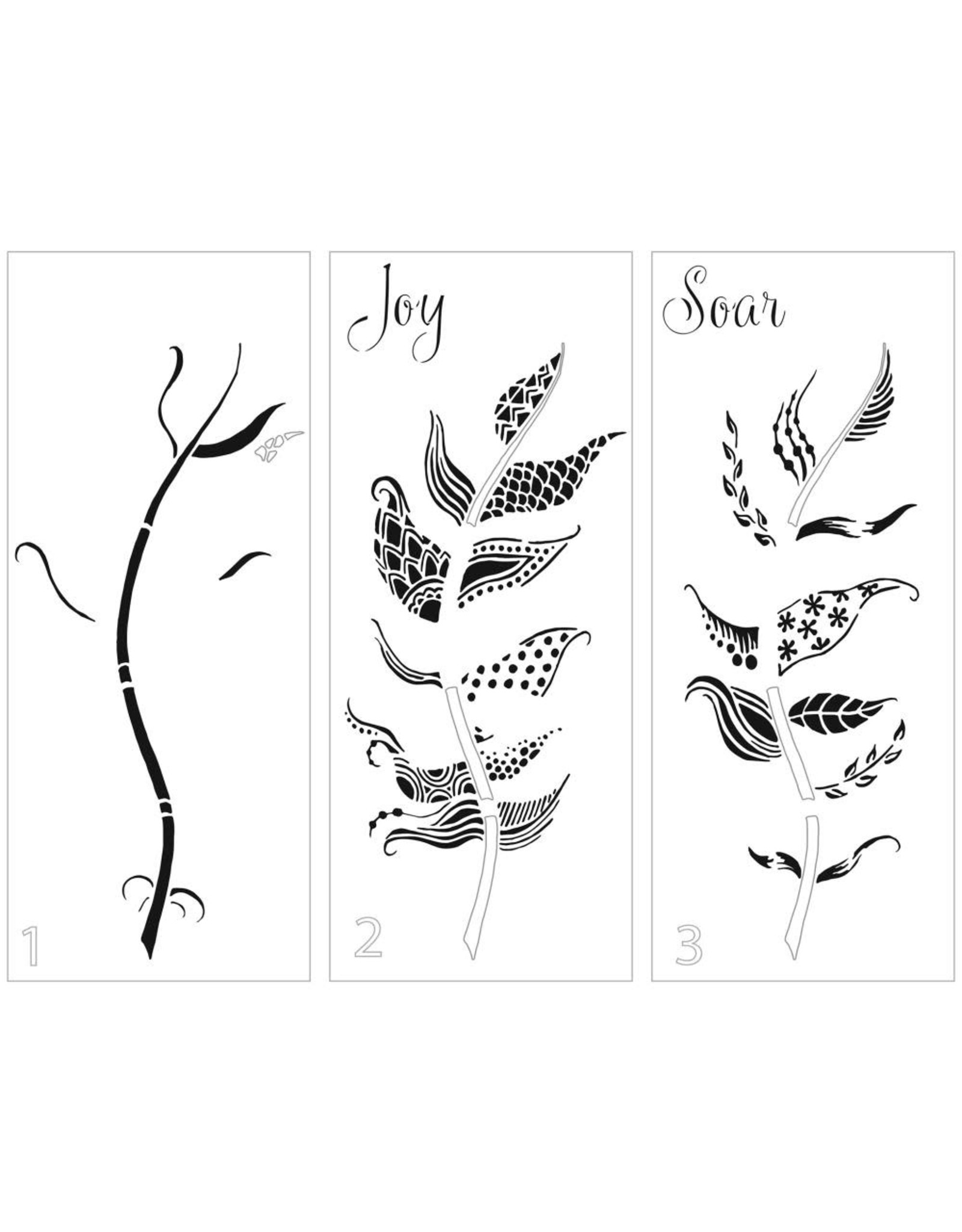 CRAFTERS WORKSHOP THE CRAFTERS WORKSHOP JOY FEATHER 8.5x11 LAYERED SLIMLINE STENCIL