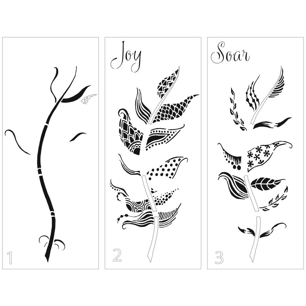 CRAFTERS WORKSHOP THE CRAFTERS WORKSHOP JOY FEATHER 8.5x11 LAYERED SLIMLINE STENCIL