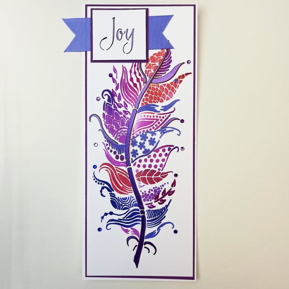 CRAFTERS WORKSHOP THE CRAFTERS WORKSHOP JOY FEATHER 8.5x11 LAYERED SLIMLINE STENCIL
