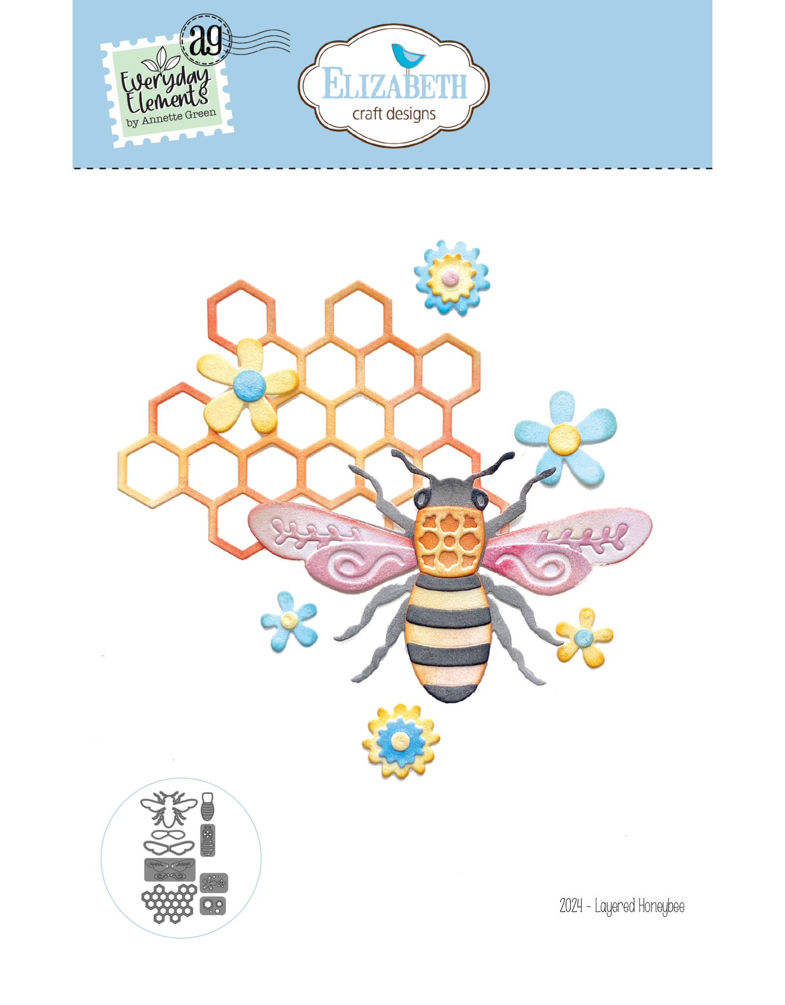 ELIZABETH CRAFT DESIGNS ELIZABETH CRAFT DESIGNS EVERYDAY ELEMENTS BY ANNETTE GREEN LAYERED HONEYBEE DIE SET
