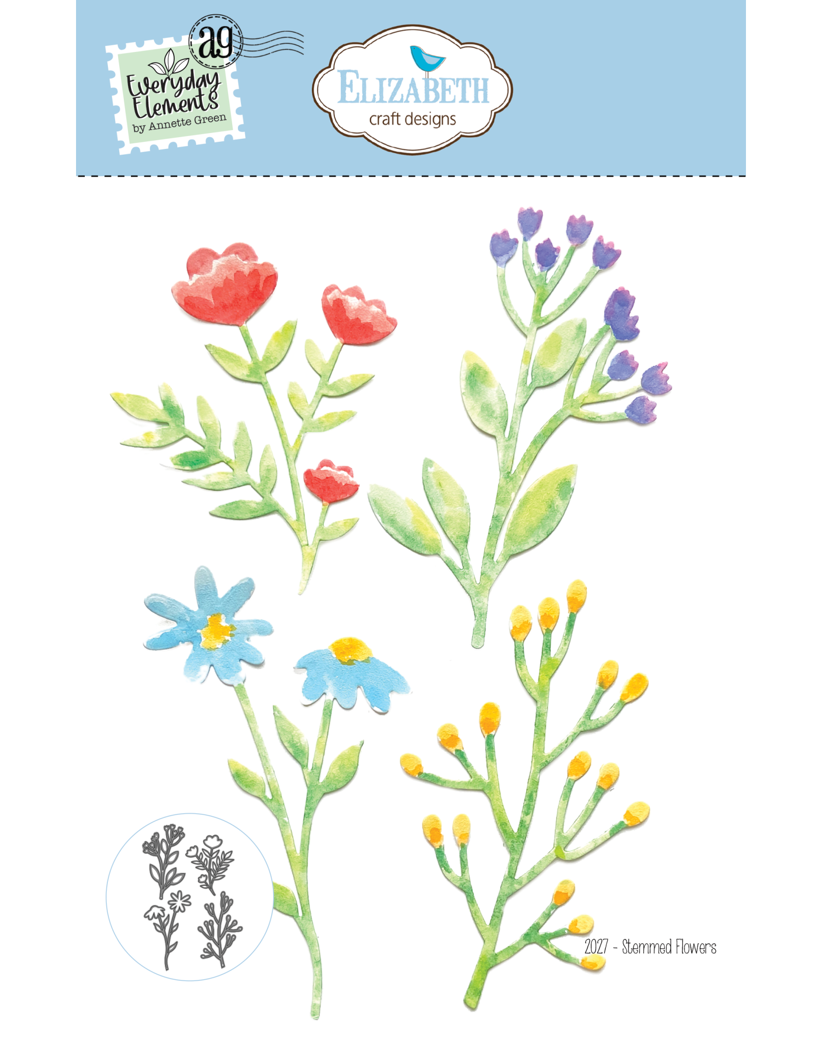 ELIZABETH CRAFT DESIGNS ELIZABETH CRAFT DESIGNS EVERYDAY ELEMENTS BY ANNETTE GREEN STEMMED FLOWERS DIE SET