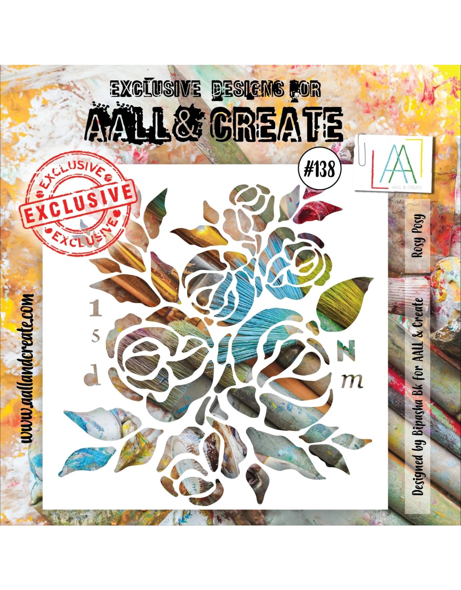 AALL & CREATE AALL & CREATE BIPASHA BK #138 ROSY POSY 6X6 STENCIL