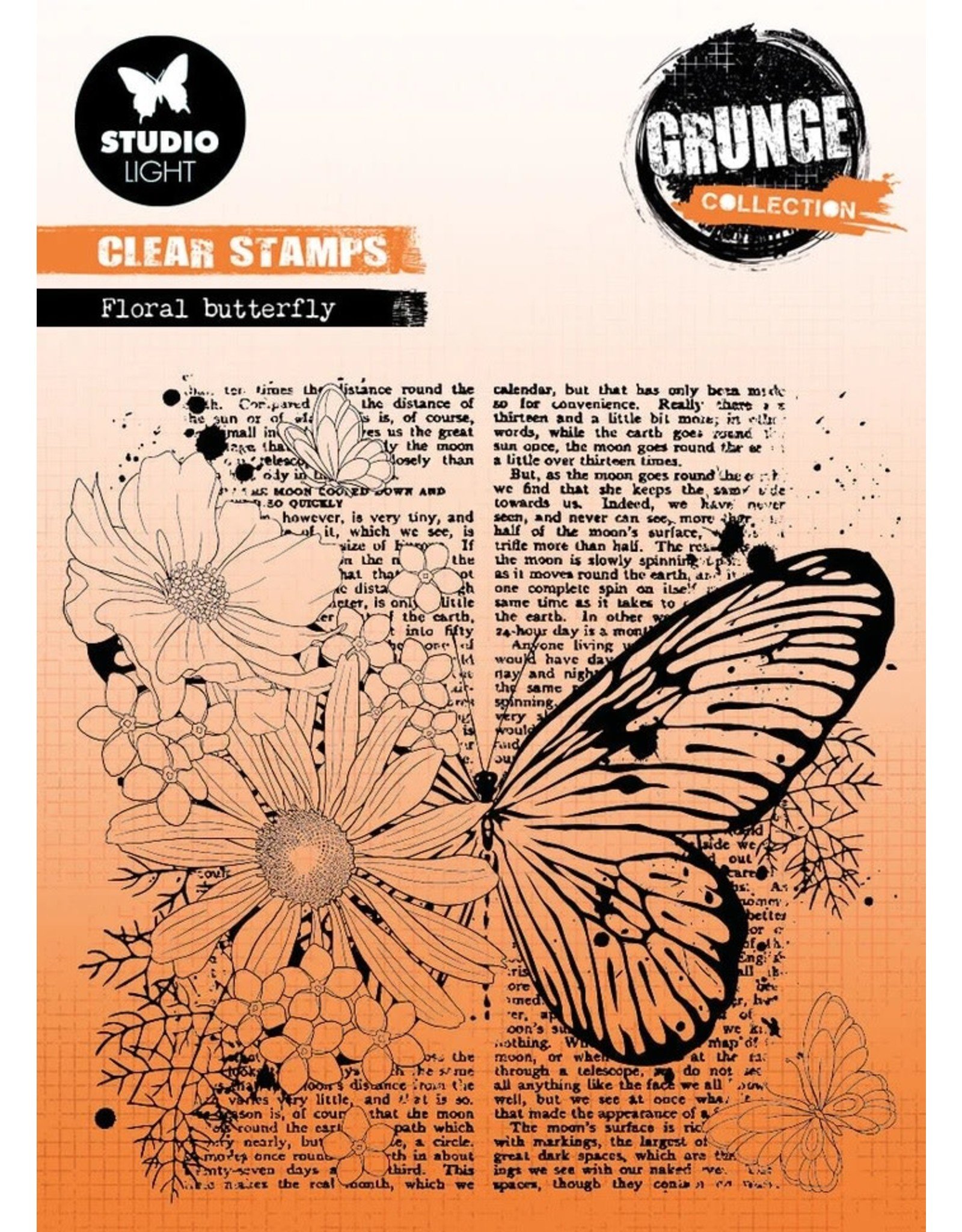 STUDIOLIGHT GRUNGE COLLECTION FLORAL BUTTERFLY CLEAR STAMP - Scrapbook  Centrale