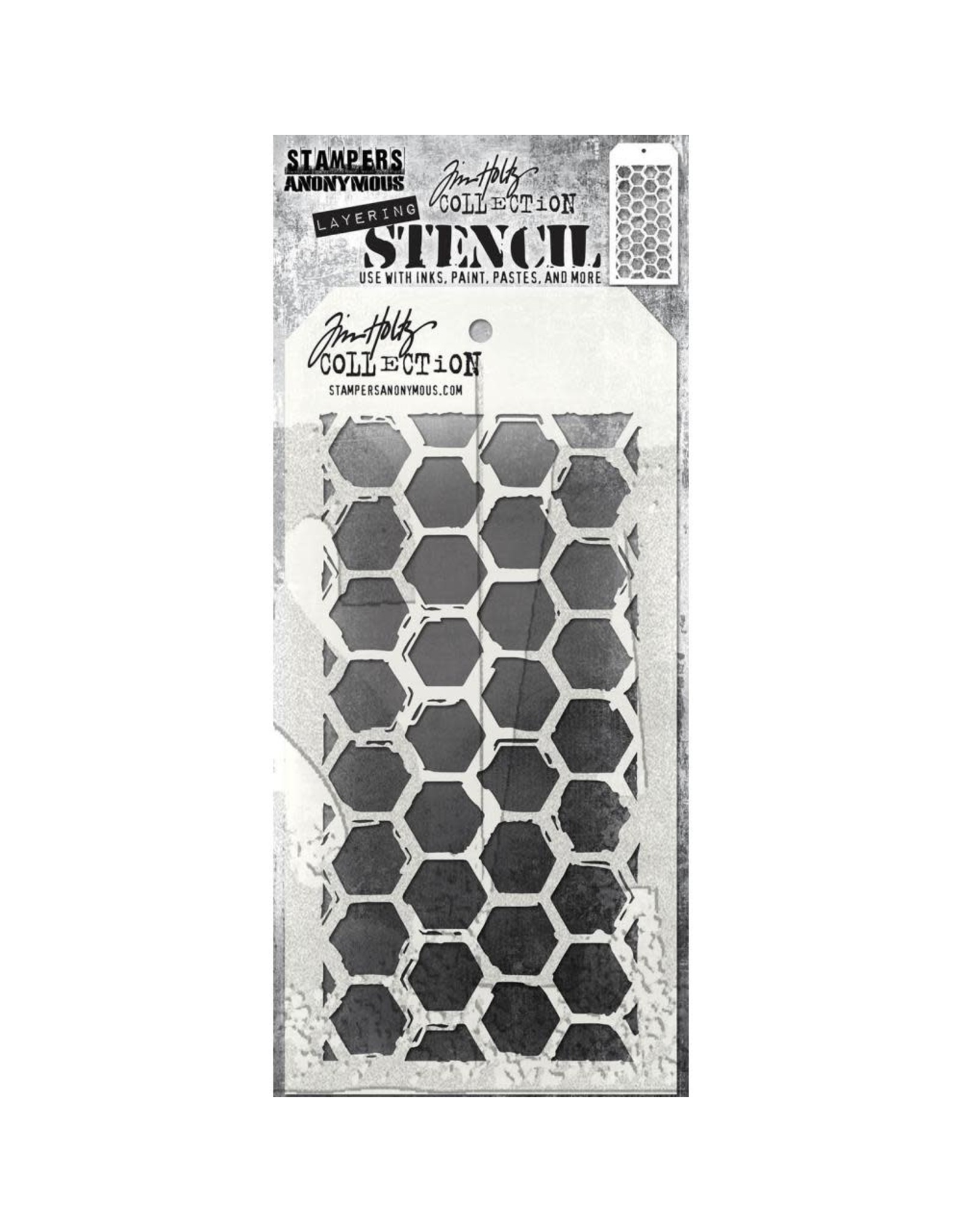 STAMPERS ANONYMOUS STAMPERS ANONYMOUS TIM HOLTZ  BRUSH HEX 4.125''X8.5'' LAYERED STENCIL