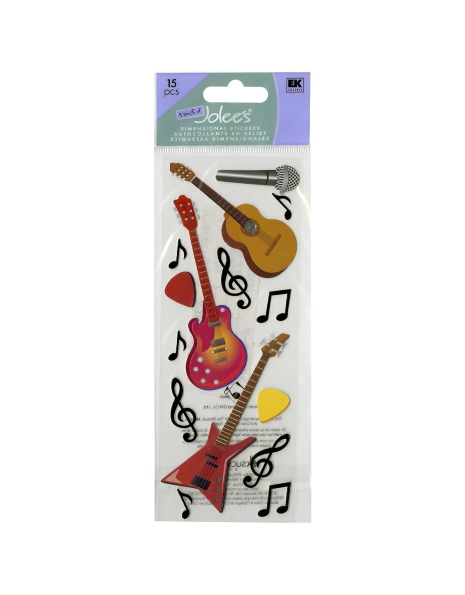 EK SUCCESS JOLEES BOUTIQUE GUITARS & MUSIC NOTES DIMENSIONAL STICKERS