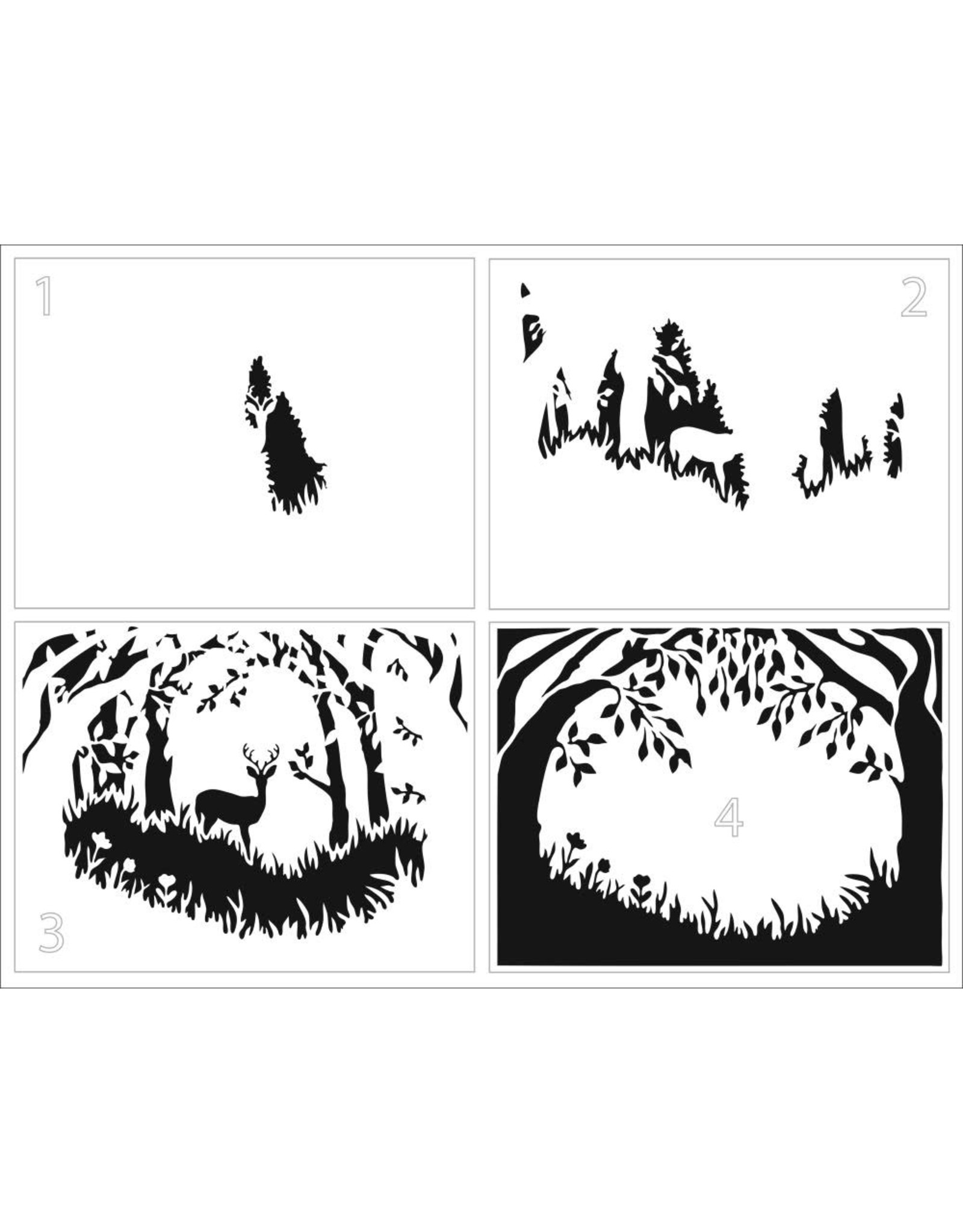 CRAFTERS WORKSHOP THE CRAFTERS WORKSHOP FOREST SCENE 8.5x11 LAYERED STENCIL