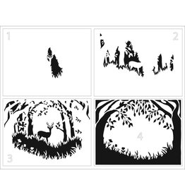 CRAFTERS WORKSHOP THE CRAFTERS WORKSHOP FOREST SCENE 8.5x11 LAYERED STENCIL