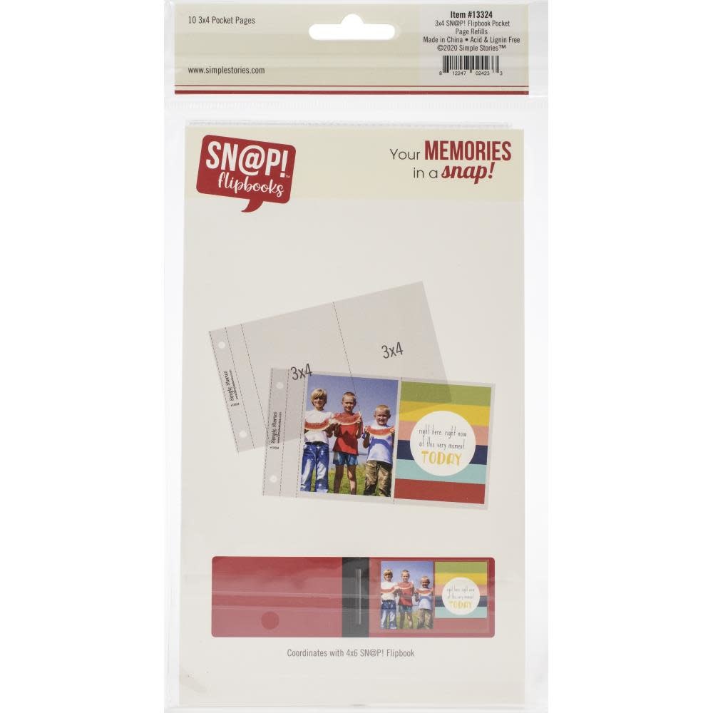 SIMPLE STORIES SIMPLE STORIES SN@P! FLIPBOOK POCKET PAGES REFILLS 3x4 POCKETS 10PK